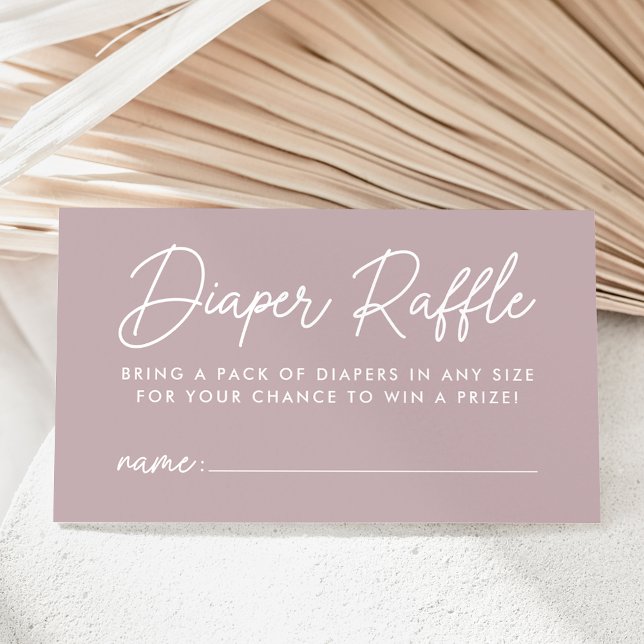 Bold Script Dusty Purple Baby Shower Diaper Raffle Enclosure Card (Creator Uploaded)