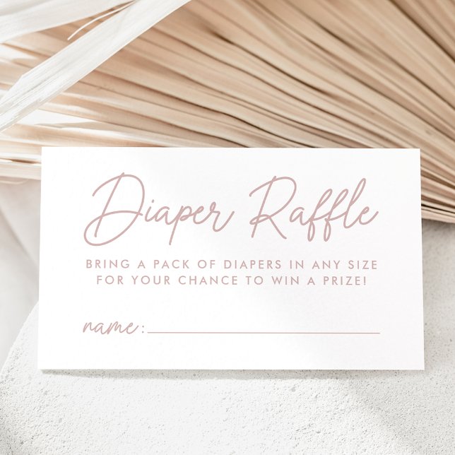 Bold Script Dusty Rose Baby Shower Diaper Raffle Enclosure Card (Creator Uploaded)