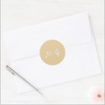 Bold Script Earthy Neutral Elegant Wedding Classic Round Sticker<br><div class="desc">Classic style wedding stickers featuring a simple yet elegant design with your monogram in script.</div>