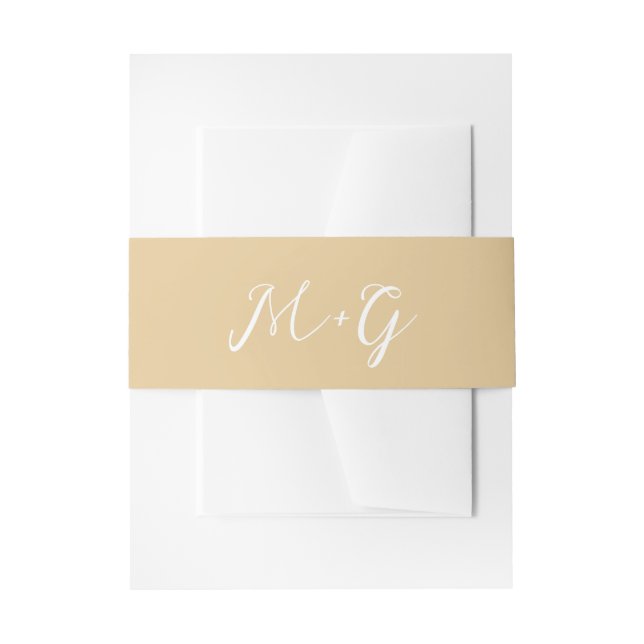 Bold Script Earthy Neutral Elegant Wedding Invitation Belly Band (Front Example)