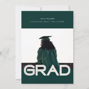 bold script graduation announcement photo card