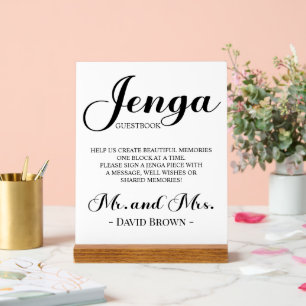 Bold Script Jenga Wedding Guestbook  Acrylic Sign
