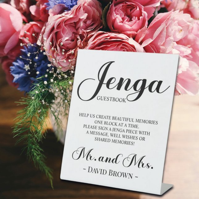 Bold Script Jenga Wedding Guestbook  Pedestal Sign (Creator Uploaded)