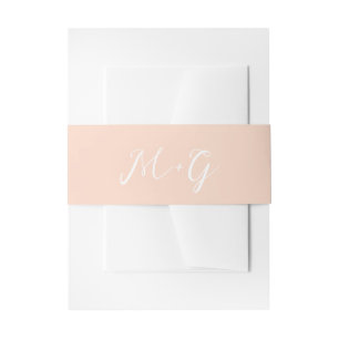 Bold Script Peach Elegant Wedding Invitation Belly Band