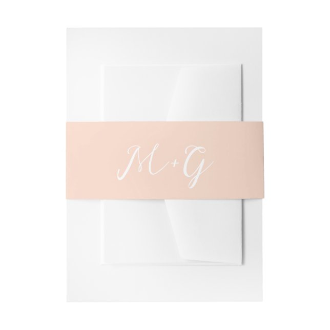 Bold Script Peach Elegant Wedding Invitation Belly Band (Front Example)