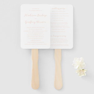 Bold Script Peach Elegant Wedding Program Hand Fan