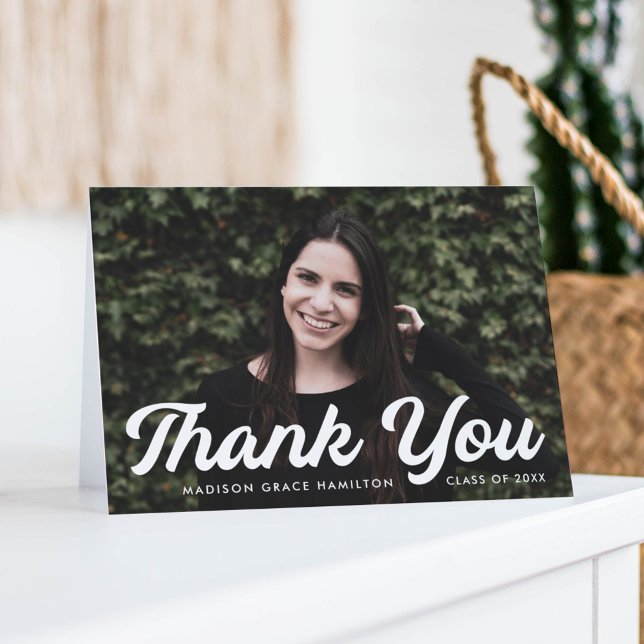 Bold Script Photo Graduation Thank You Card (Creator Uploaded)