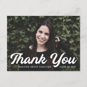 Bold Script Photo Graduation Thank You Postcard