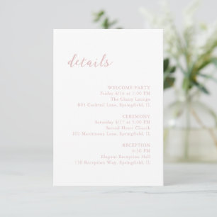 Bold Script Pink Elegant Wedding Enclosure Card