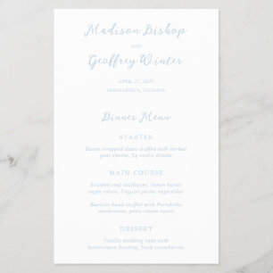 Bold Script Powder Blue Budget Wedding Menu