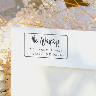 Bold Script Rectangle Frame Return Address Self-inking Stamp