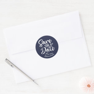 Bold Script Rustic Chic Wedding Save The Date Classic Round Sticker