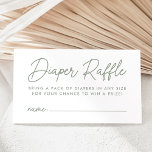 Bold Script Sage Green Baby Shower Diaper Raffle Enclosure Card<br><div class="desc">Cute,  minimalist baby shower diaper raffle cards featuring a modern sage green script. Personalise the sage green diaper raffle card with your custom text below. The design features space for each guest to write their name. The design coordinates with our Oh Baby Script baby shower collection.</div>