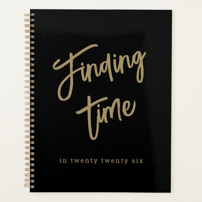Bold Script Typography Black & Gold Planner (Front)