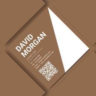 Bold Script Typography Boho Beige Qr Code  Square Business Card