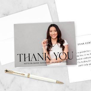 Bold Serif Full Photo Graduation 2026 Thank You Card