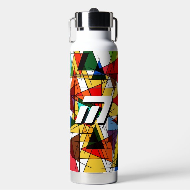 Bold Shattered Geometric Custom Quote Insulated Water Bottle (Front)