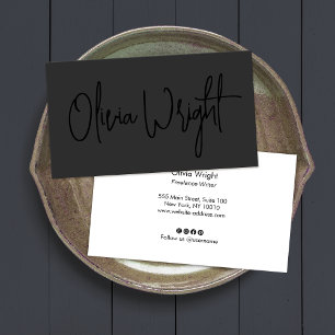 Bold Signature Script, Professional Black on Black Business Card