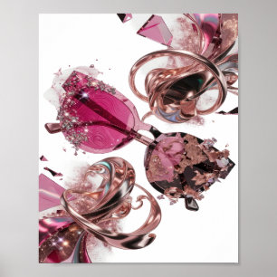 Bold Silver ABSTRACT ART Design v3 Poster