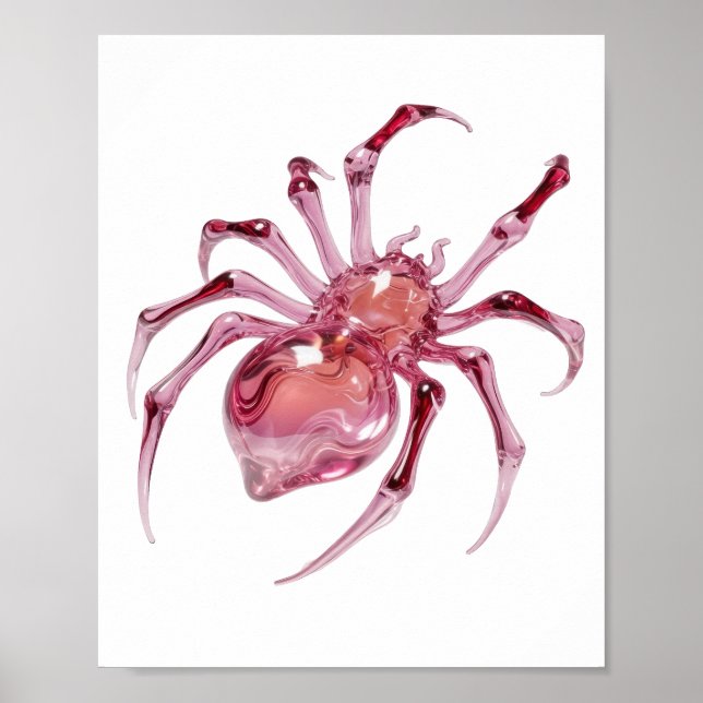 Bold Silver GLASS SPIDER Bold Design Poster (Front)