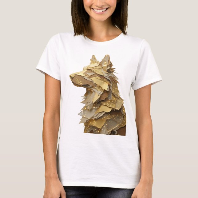 Bold Silver GOLDEN WOLF Modern Design T-Shirt (Front)