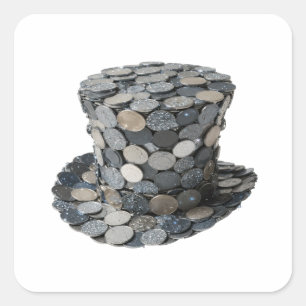 Bold Silver MONEY HAT Craft Sticker