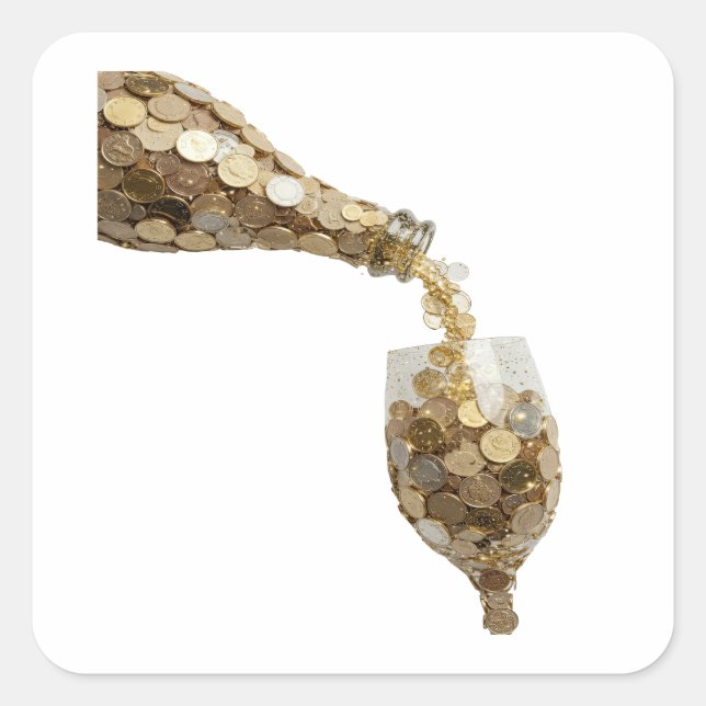 Bold Silver MONEY IS POURED FROM Sticker Art (Front)