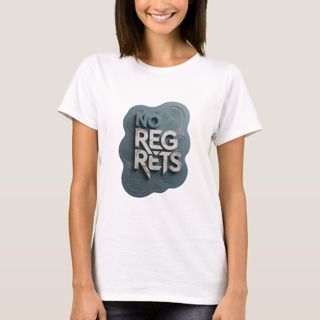 Bold Silver NO REGRETS Statement Tee (Front)