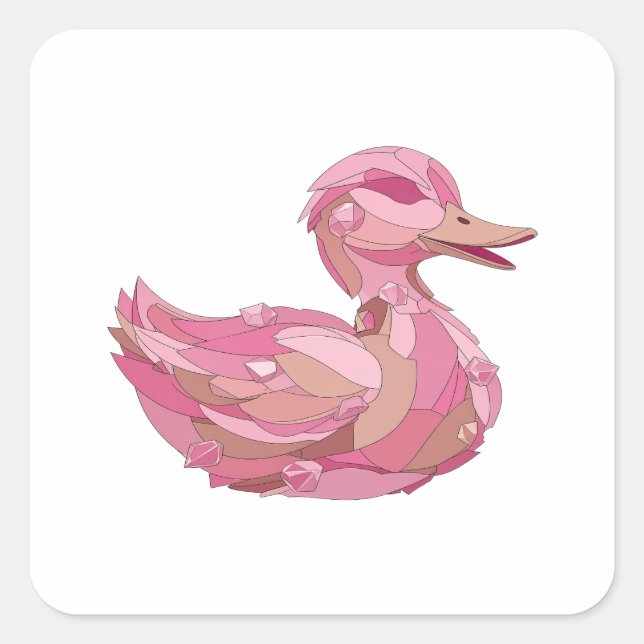 Bold Silver PINK DUCK WITH DIAMONDS Sticker Design (Front)