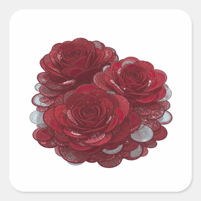 Bold Silver RED ROSES AND COINS Sticker Print (Front)