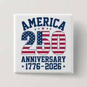 Bold Simple America 250 Anniversary Red and Blue 15 Cm Square Badge