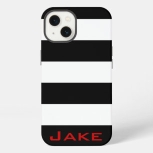 Bold Simple Black and White Stripes iPhone 13 Case