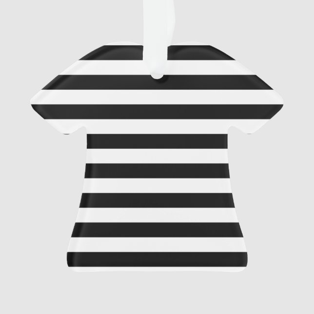 Bold Simple Black and White Stripes Ornament (Front)