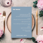 Bold Simple Dusty Blue Simple Custom Wedding Menu<br><div class="desc">Cute Bold Minimalist Dusty Blue Fall Retro Simple Custom Wedding Menu</div>
