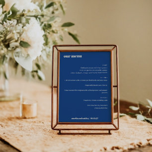 Bold Simple French Blue Simple Custom Wedding Menu