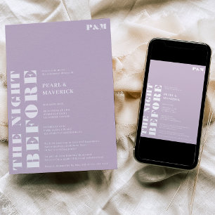 Bold simple lavender wedding rehearsal dinner invitation