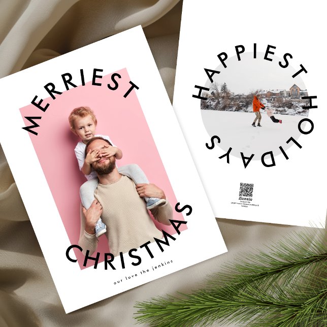 Bold Simple Modern Merriest Christmas Multi Photo Holiday Card (Creator Uploaded)