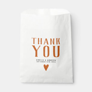 Bold Simple Orange Heart Wedding Favour Bags