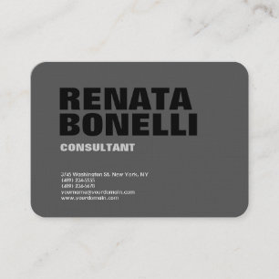 Bold Simple Plain Gray Black Modern Minimalist Business Card