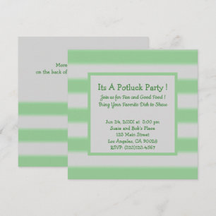 Bold Simple Stripes Green Potluck Party Invitation