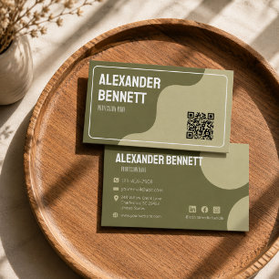 Bold Simplicity Sage Green Scannable Qrcode Business Card