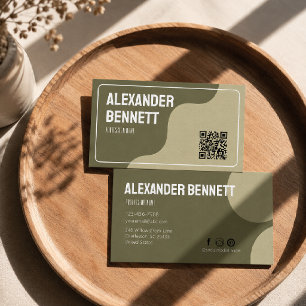 Bold Simplicity Sage Green Scannable Qrcode Business Card