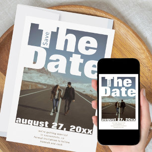 Bold single photo modern wedding  save the date