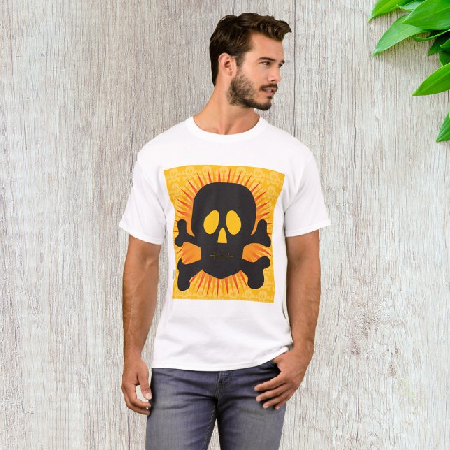 Bold Skull and Crossbones with Orange Burst T-Shirt (Creator Uploaded)