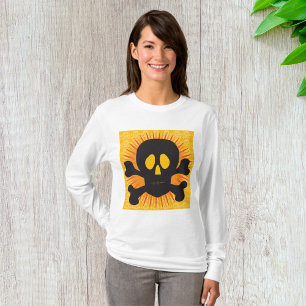 Bold Skull and Crossbones with Orange Burst T-Shirt