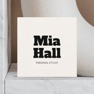 Bold Slab Minimalist White Square Business Card