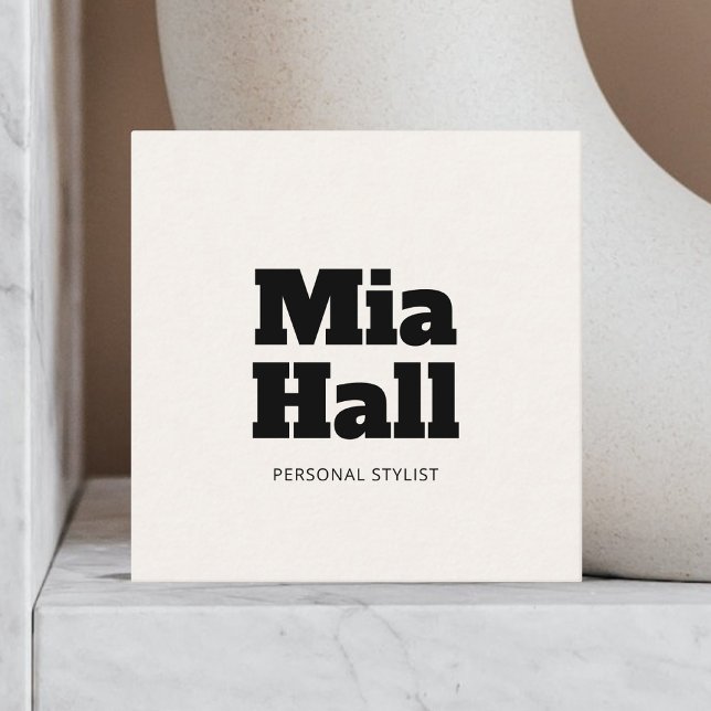 Bold Slab Minimalist White Square Business Card (Creator Uploaded)