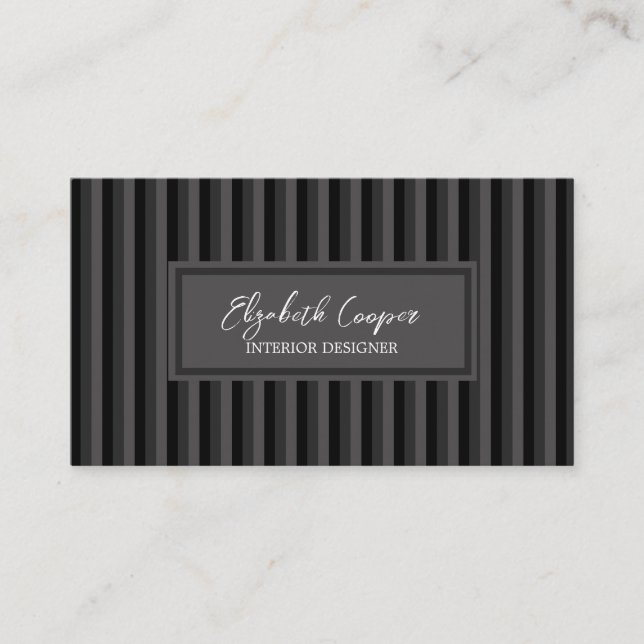 Bold, Sleek & Professional Modern Black Stripe Business Card (Front)
