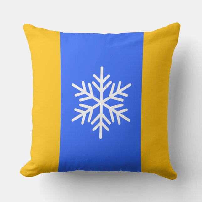 Bold Snowflake Bright Blue Orange Holiday Stripes Cushion (Front)