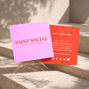 Bold Social Media Manager Square Business Card